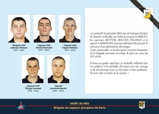 SAUVER OU PERIR - Hommage aux pompiers morts au feu le 14 septembre 2002 à Neuilly sur Seine, Paris La Défense, PREVENTIRISK
