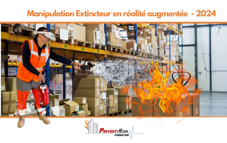 Manipulation Extincteur - Formation incendie en Réalité Augmentée, Paris La Défense, PREVENTIRISK