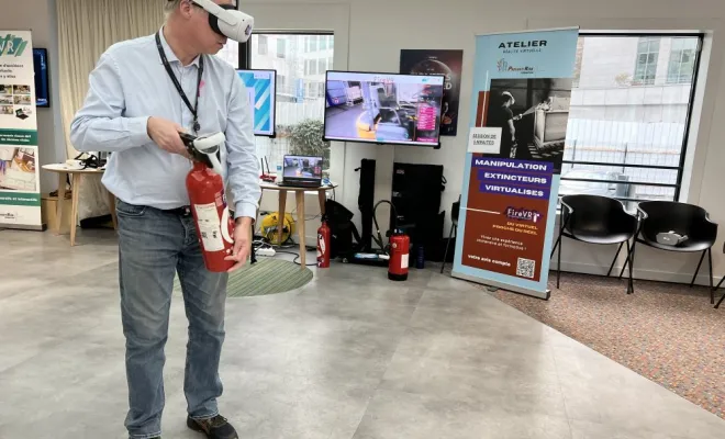 Formation Manipulation Extincteurs - réalité augmentée, Paris La Défense, PREVENTIRISK