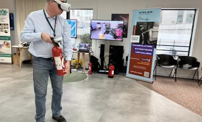 Formation Manipulation Extincteurs - réalité augmentée, Paris La Défense, PREVENTIRISK